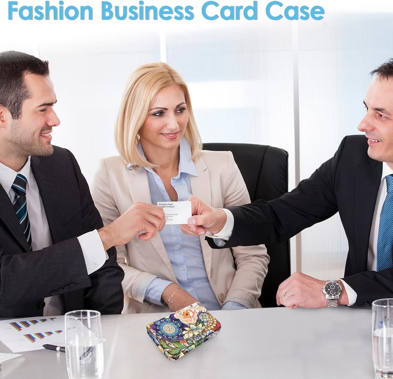 Xavier Business Card Holder，PU Leather Business Card Case Color Printing Pattern Card Holder Wallet，Pockets Magnetic Credit Card Holders for Men and Women，Mandarins - Image 4